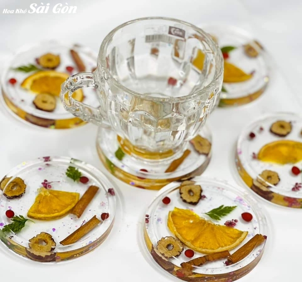 Quà tặng lót ly hoa khô - Mã : 06