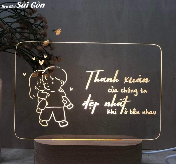 Quà tặng ngày lễ cưới sinh nhật Đèn LED mica khắc laser decor - Mã : 35