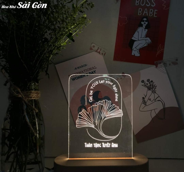 Quà tặng ngày lễ cưới sinh nhật Đèn LED mica khắc laser decor - Mã : 37