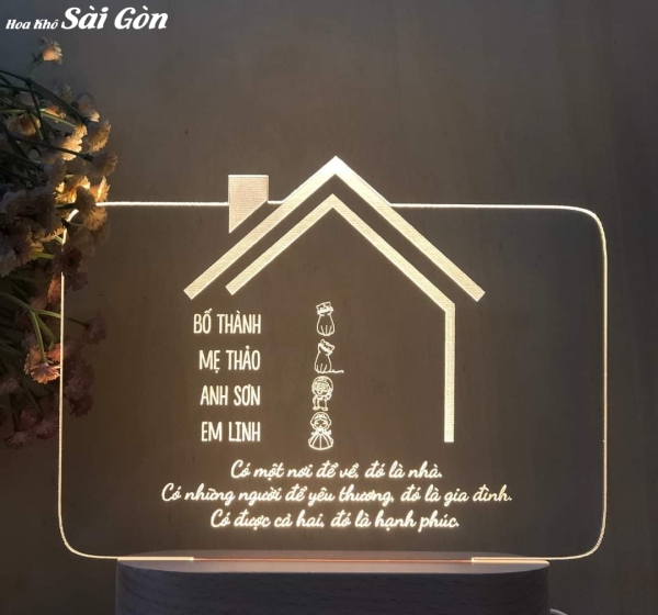 Quà tặng ngày lễ cưới sinh nhật Đèn LED mica khắc laser decor - Mã : 49