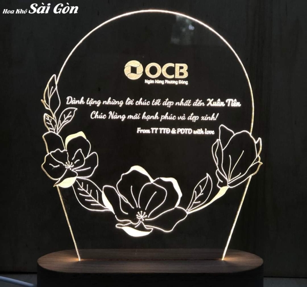 Quà tặng ngày lễ cưới sinh nhật Đèn LED mica khắc laser decor - Mã : 54