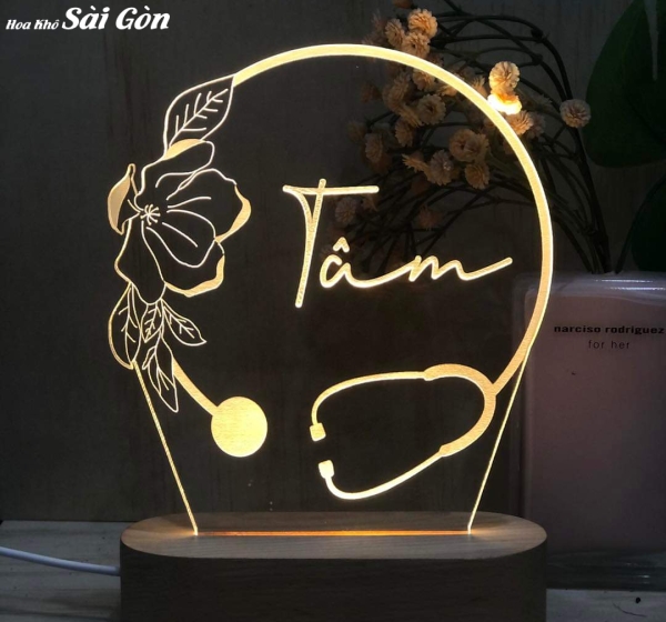 Quà tặng ngày lễ cưới sinh nhật Đèn LED mica khắc laser - Mã : 60